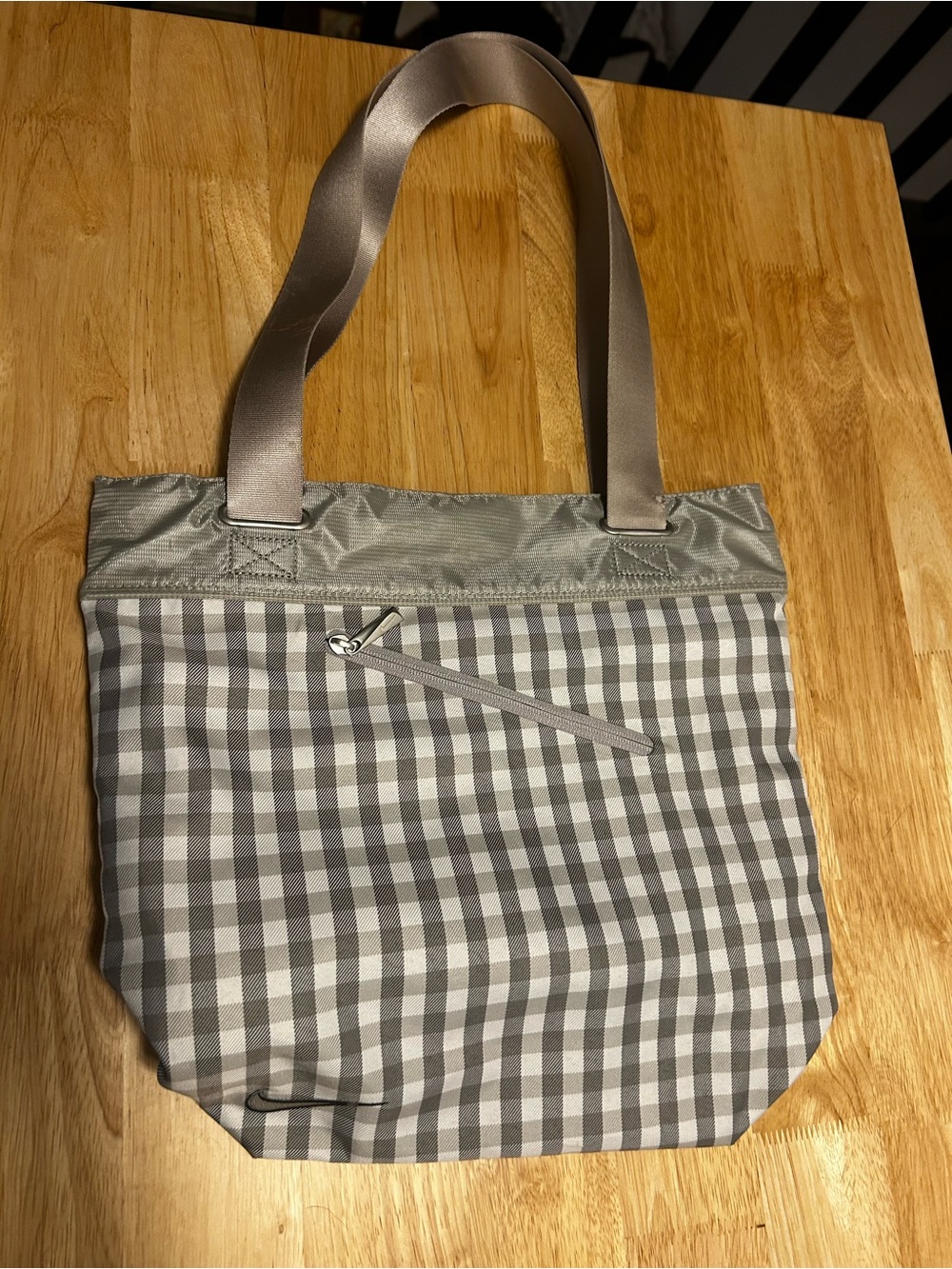 Nike Silver Plaid Tote Bag